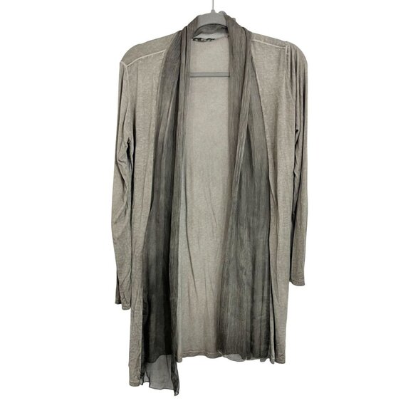 Epoca Gray Chiffon Jersey Knit Open Front Cardigan Lagenlook Artsy - Size Medium - Picture 1 of 4
